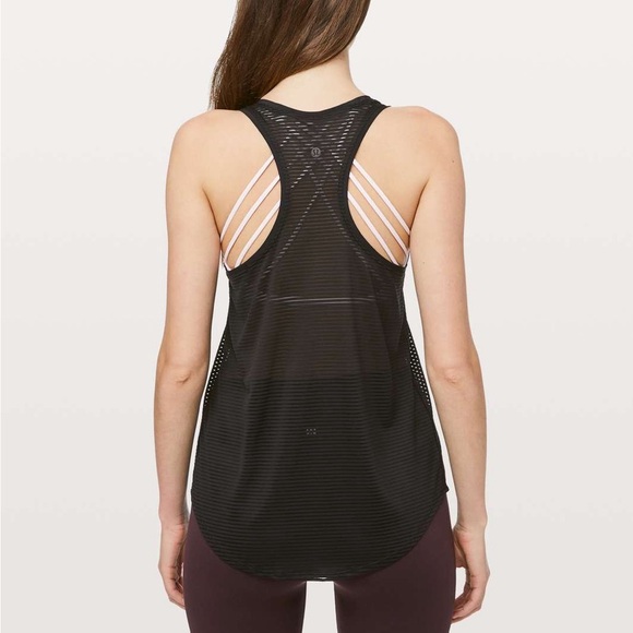 Lululemon All Love Racerback Tank Striped Mesh in Black, Size 10 - Picture 4 of 13